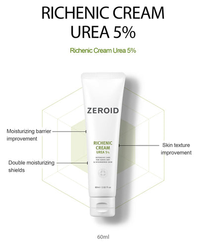 ZEROID Richenic Cream with 5% Urea – Intensive Dry Skin Care (60ml)