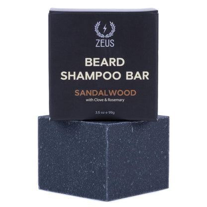 ZEUS Beard Wash Bar for Men – All-Natural Hydrating Cleanser with Charcoal & Sandalwood | Made in USA
