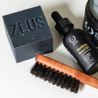 ZEUS Beard Wash Bar for Men – All-Natural Hydrating Cleanser with Charcoal & Sandalwood | Made in USA
