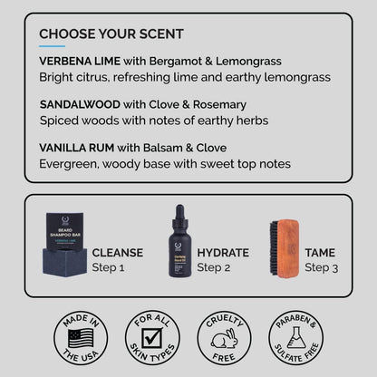 ZEUS Beard Wash Bar for Men – All-Natural Hydrating Shampoo & Skin-Clarifying Beard Care with Verbena Lime | Made in USA