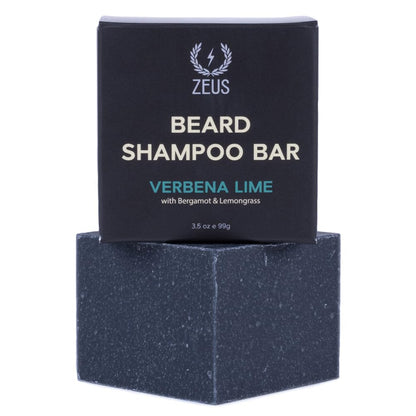 ZEUS Beard Wash Bar for Men – All-Natural Hydrating Shampoo & Skin-Clarifying Beard Care with Verbena Lime | Made in USA