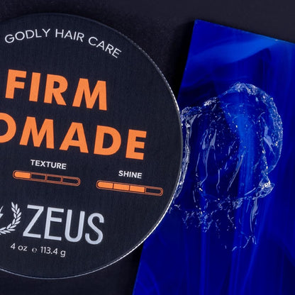 ZEUS Firm Hold Water-Based Pomade for Men – All-Day Barbershop Hold, Natural Shine (USA) 4 oz