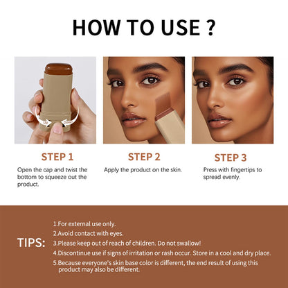 ZEXILILA 2 Pcs Foundation Stick – Serum-Infused Skin Tint & Contour, Shade #03 (0.63 oz)