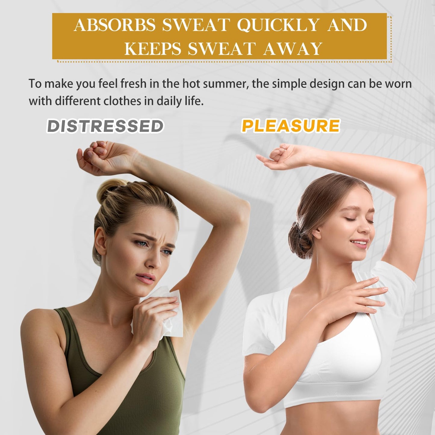 Zhanmai 3 Pcs Underarm Sweat Pads – Sweat-Proof Armpit Vest Inserts for Women (White, Dark Gray, Black)
