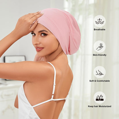 ZHENSILK 4-Piece Silk Satin-Lined Sleep Cap Bonnets – Adjustable Hair Wraps for All Hair Types