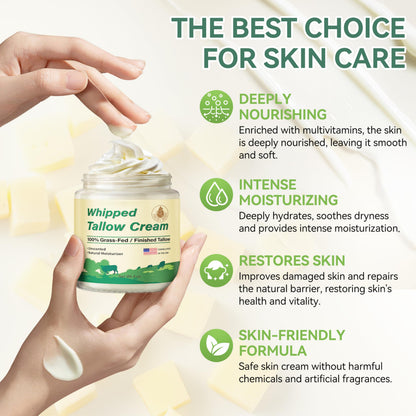 ZIIDII Beef Tallow Moisturizer – Organic Grass-Fed, Unscented Face & Body Balm, 4oz