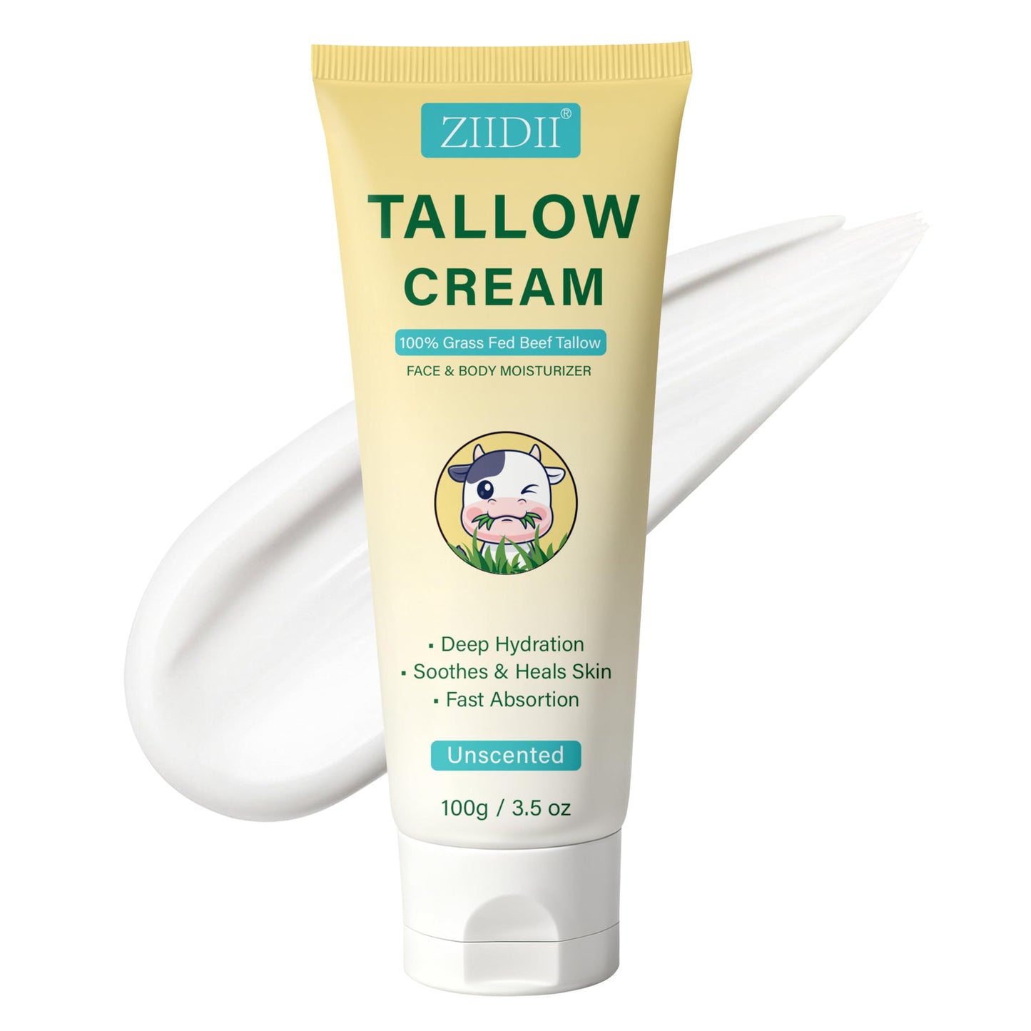ZIIDII Beef Tallow Moisturizer – Unscented Deep Hydration for Dry Skin, 3.5oz