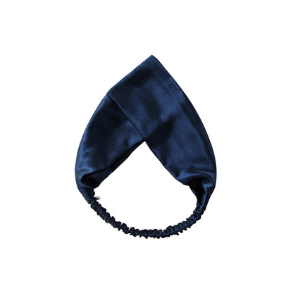 ZIMASILK 100% Mulberry Silk Headband – Non-Slip Turban, Navy Blue