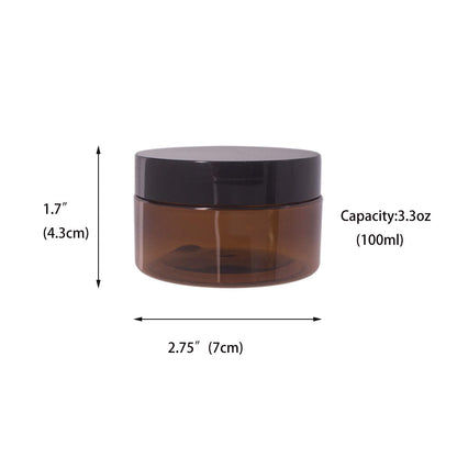 zmybcpack 24 Pack 3.3 oz Amber PET Jars with Black Lids, 12 Spatulas, Pen & Labels – Cosmetic Storage & Travel Jars