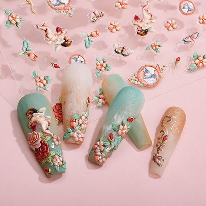 Zoance Embossed Angel Nail Stickers – 5D Stereoscopic Nail Art Decals