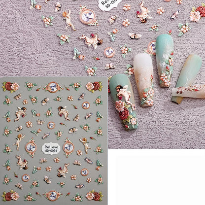 Zoance Embossed Angel Nail Stickers – 5D Stereoscopic Nail Art Decals