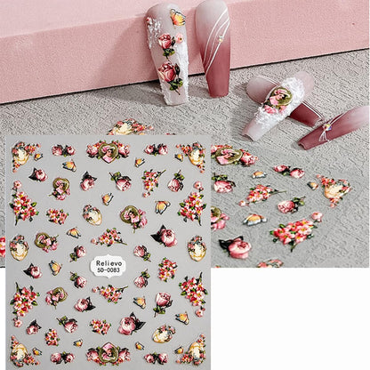 Zoance Embossed Angel Nail Stickers – 5D Stereoscopic Nail Art Decals