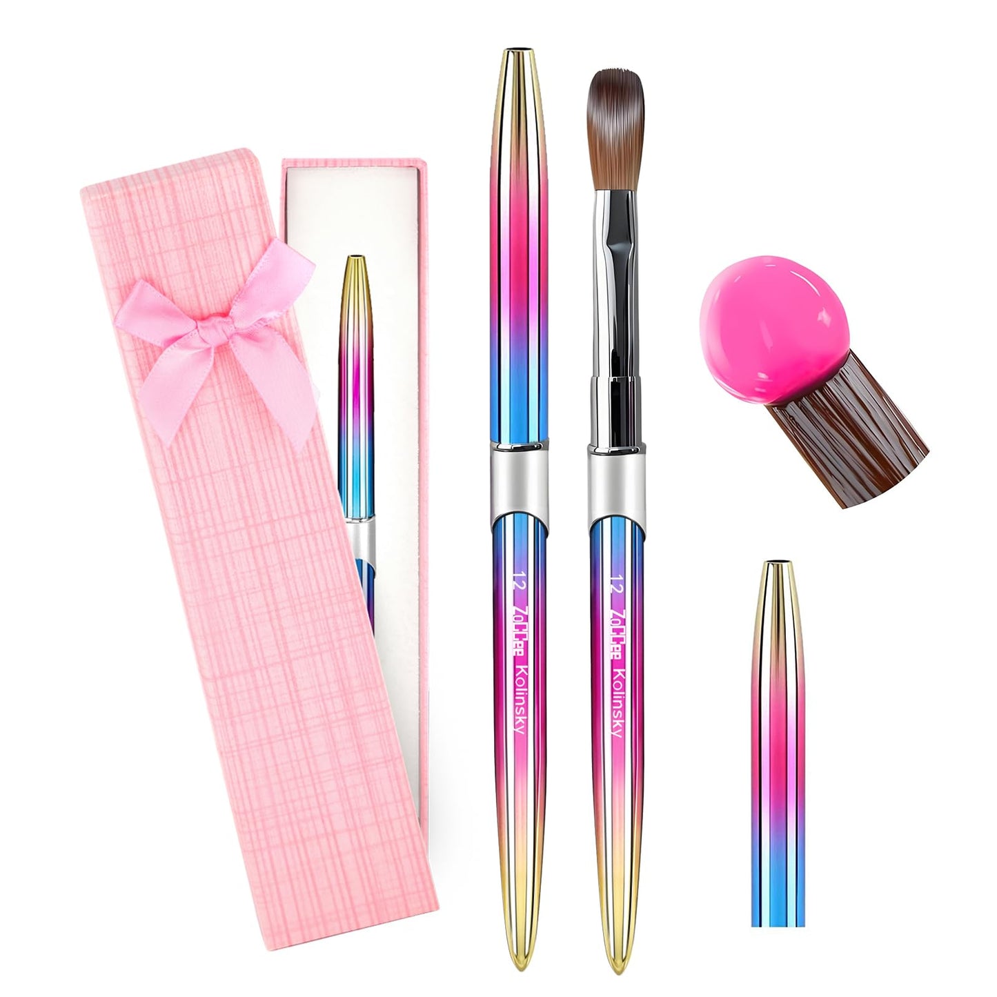 ZoCCee Acrylic Nail Brush #12 – 100% Kolinsky Sable, Professional Salon-Grade with Box