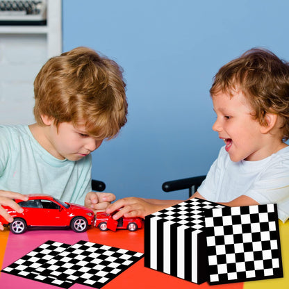 ZOIIWA 100 Pack Black & White Checkered Flag Napkins | Race Car Party Supplies