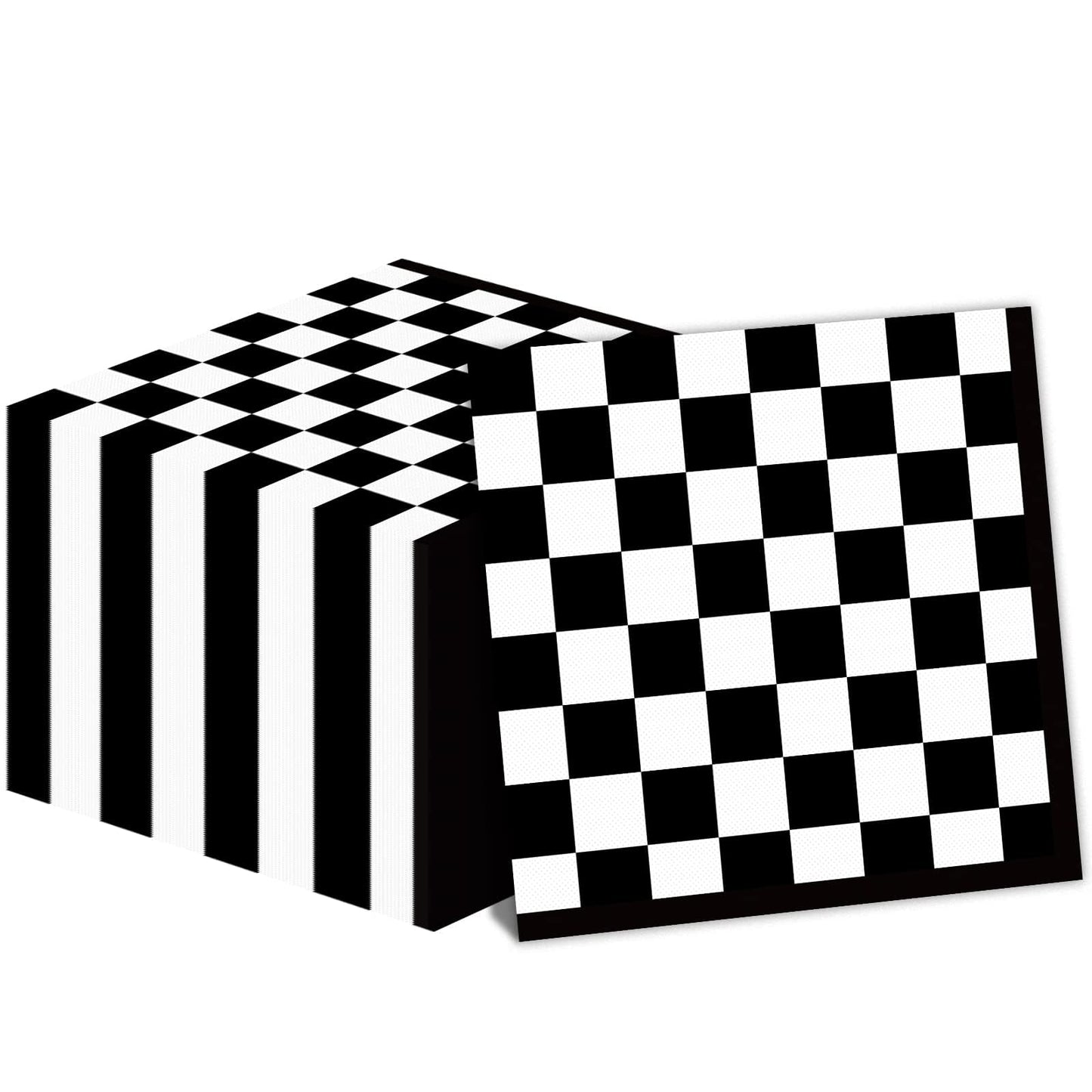 ZOIIWA 100 Pack Black & White Checkered Flag Napkins | Race Car Party Supplies