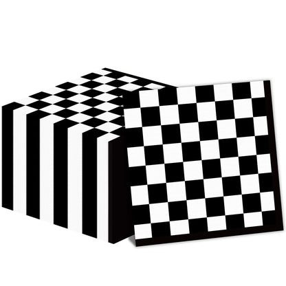 ZOIIWA 100 Pack Black & White Checkered Flag Napkins | Race Car Party Supplies