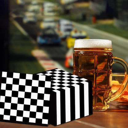 ZOIIWA 100 Pack Black & White Checkered Flag Napkins | Race Car Party Supplies