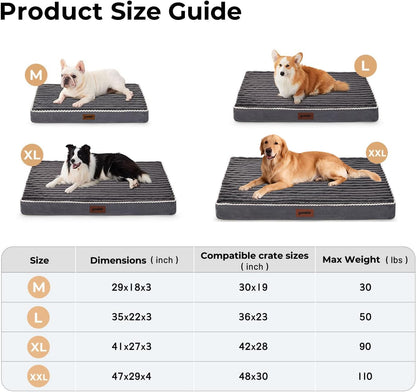 ZOMISIA XXL Dog Bed for Crate (47x29) — Extra Large Orthopedic Bed with Removable Cover