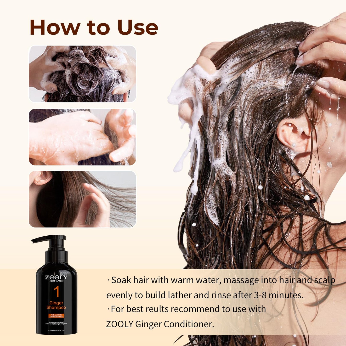 ZOOLY PROFESSIONAL Ginger Shampoo – Anti Hair Loss, Nourishes Roots, Salon-Quality Scalp Care (10.15 fl oz)