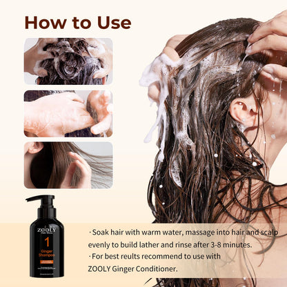 ZOOLY PROFESSIONAL Ginger Shampoo – Anti Hair Loss, Nourishes Roots, Salon-Quality Scalp Care (10.15 fl oz)