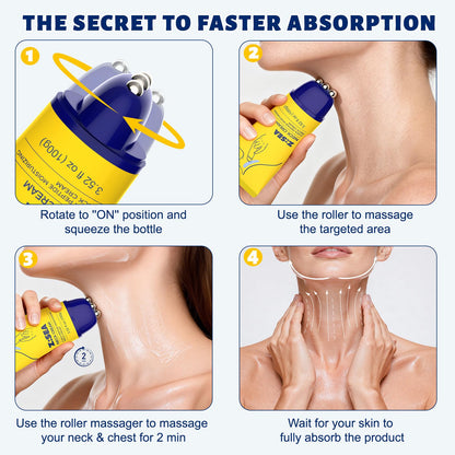 Z：SEA Neck Firming Cream with Roller – Anti-Aging Neck & Chest Cream with Multi Peptides, Collagen, Hyaluronic Acid