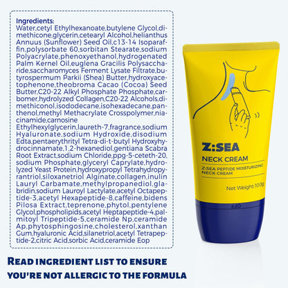 Z：SEA Neck Firming Cream with Roller – Anti-Aging Neck & Chest Cream with Multi Peptides, Collagen, Hyaluronic Acid