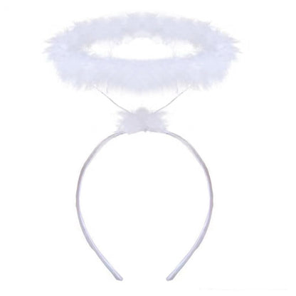 ZSPERKLA Angel Halo Headband – White Feather, Fluffy Angel Hair for Halloween & Cosplay