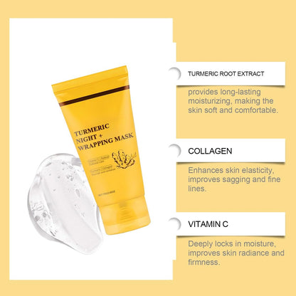 ZTSGU 2-Pack Turmeric Collagen Night Wrap Mask – Deep Nourishing Peel-Off Sleeping Mask + Brush