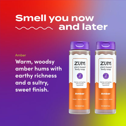 Zum Body Soap Amber – 16 fl oz (2 Pack) | Deep Clean & Plant-Based Nourishment