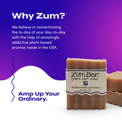 Zum Indigo Wild Goat Milk Soap Bar with Frankincense Blends - 3 oz, 3 Pack - Cruelty-Free & Natural Oils