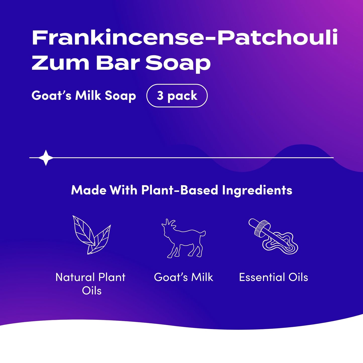Zum Indigo Wild Goat Milk Soap Bar with Frankincense Blends - 3 oz, 3 Pack - Cruelty-Free & Natural Oils