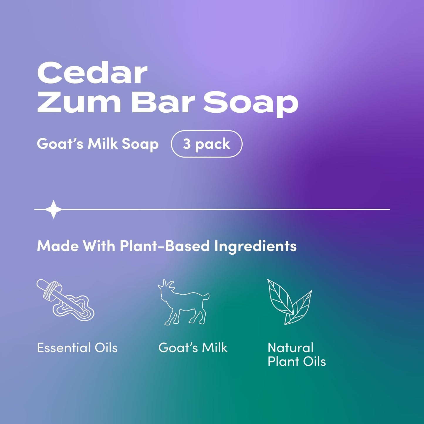 Zum Indigo Wild Goat Milk Soap Bar Cedar - 3 oz, Pack of 3 | Plant-Based, Cruelty-Free