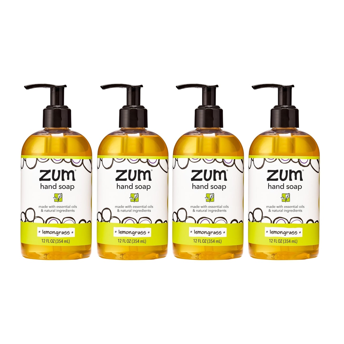 Zum Indigo Wild Hand Soap – Lemongrass Scent, 12 oz (4 Pack)