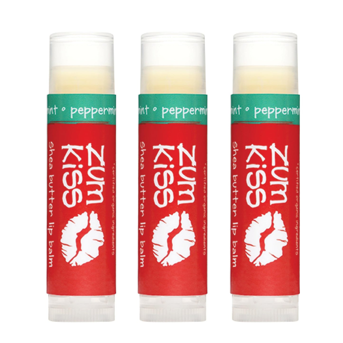 Zum Kiss Stick Peppermint Lip Balm – Natural Hydration with Beeswax, Sunflower Oil & Vitamin E (3 Pack)