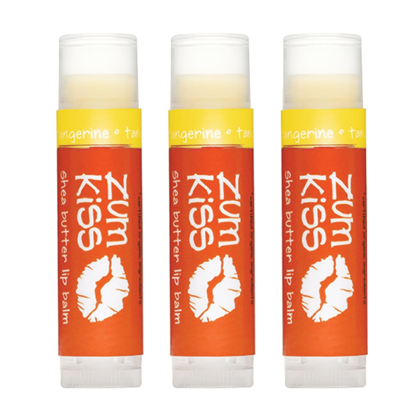 Zum Kiss Stick Tangerine Lip Balm (3 Pack) – Natural, Hydrating Lip Moisturizer with Organic Beeswax, Sunflower Oil & Vitamin E
