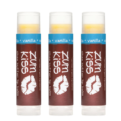 Zum Kiss Stick Lip Balm Vanilla – Organic Beeswax, Sunflower Oil & Vitamin E (3 Pack)