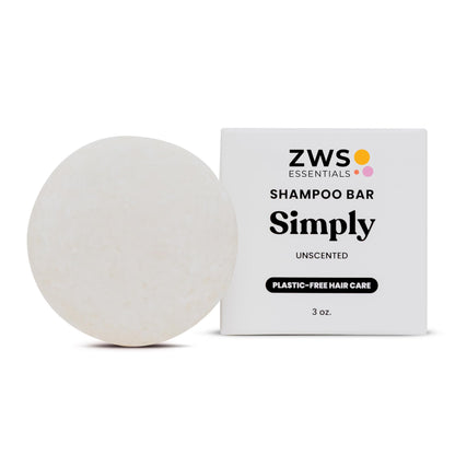 ZWS Essentials Simply Unscented Shampoo Bar — Fragrance-Free Vegan Solid Hair Cleanser