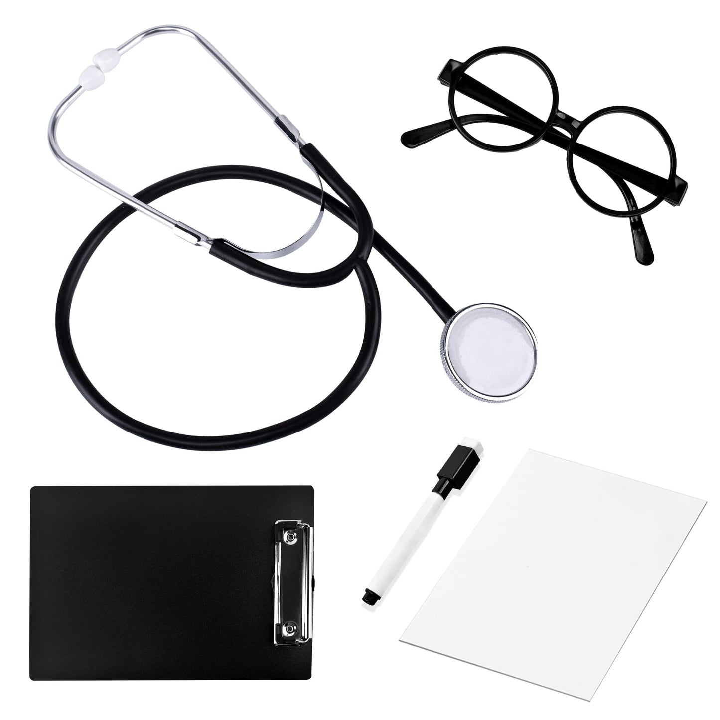 ZZIHAN Kids Doctor Costume Rose Scrubs Set with Stethoscope, Mask, Cap & Glasses – Dress-Up for Halloween & Career Day (Ages 7-8)
